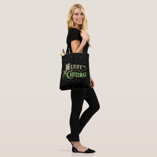 Merry Kerstbling Retro Typografie Tote Bag (Op model)