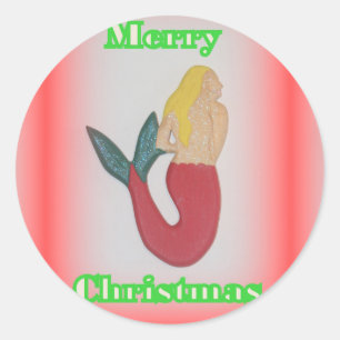 Merry Kerstblonde zeemietssticker Ronde Sticker