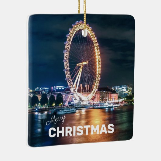 Merry KerstBlue Gold Night London Keramisch Ornament (Rechts)