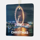 Merry KerstBlue Gold Night London Keramisch Ornament (Links)