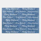 Merry KerstBlue Gray Winter Inpakpapier Vel (Voorkant)