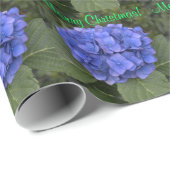 Merry KerstBlue Hydrangea Cadeaupapier (Rol Hoek)