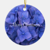 Merry KerstBlue Hydrangea Keramisch Ornament (Voorkant)