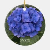 Merry KerstBlue Hydrangea Keramisch Ornament (Achterkant)