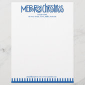 Merry Kerstblue Letterhead Briefhoofd Sjabloon (Voorkant)