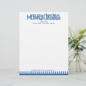 Merry Kerstblue Letterhead Briefhoofd Sjabloon (Staand voorkant)