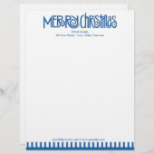 Merry Kerstblue Letterhead Briefhoofd Sjabloon (Voorkant / Achterkant)