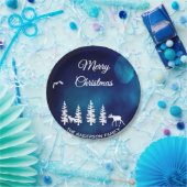 Merry Kerstblue night Moonbos Papieren Bordje (Feest)
