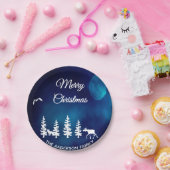 Merry Kerstblue night Moonbos Papieren Bordje (Feest)