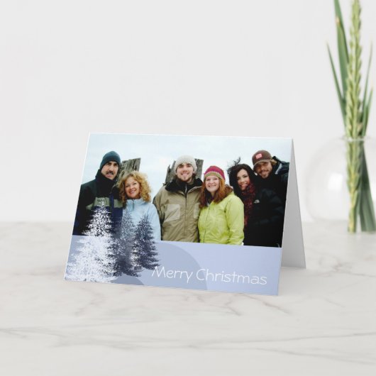 Merry KerstBlue Pine Tree Feestdagen Kaart (Voorkant)