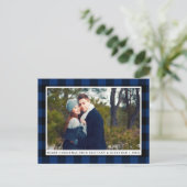 Merry KerstBlue Pset Couple Foto Briefkaart (Staand voorkant)