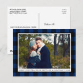 Merry KerstBlue Pset Couple Foto Briefkaart (Voorkant / Achterkant)