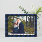 Merry KerstBlue Pset Couple-fotokaart Feestdagenkaart (Staand voorkant)