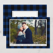 Merry KerstBlue Pset Couple-fotokaart Feestdagenkaart (Voorkant / Achterkant)