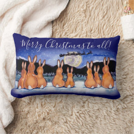 Merry KerstBlue Rabbit Night Scene Sleigh Kussen