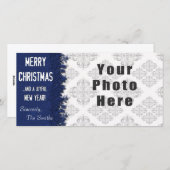 Merry KerstBlue Snowflake Feestdagenkaart (Voorkant / Achterkant)