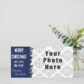 Merry KerstBlue Snowflake Feestdagenkaart (Staand voorkant)