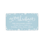 Merry KerstBlue Snowflake Return-adres Etiket (Voorkant)