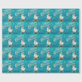 Merry KerstBlue Snowman Cadeaupapier (Vlak)