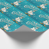 Merry KerstBlue Snowman Cadeaupapier (Hoek)