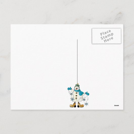 Merry KerstBlue Snowman Feestdagenkaart (Achterkant)