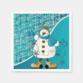 Merry KerstBlue Snowman Servet (Voorkant)