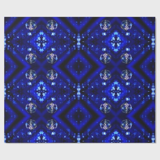 Merry KerstBlue Stars Bauble Ornaments Cadeaupapier (Vlak)