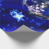 Merry KerstBlue Stars Bauble Ornaments Cadeaupapier (Hoek)