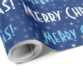 Merry KerstBlue Stars Cadeaupapier (Rol Hoek)
