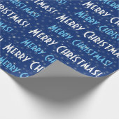 Merry KerstBlue Stars Cadeaupapier (Hoek)