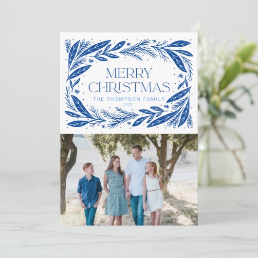 Merry KerstBlue Wreath (Staand voorkant)