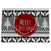 Merry kerstbomen Grey Nordic Pattern Large Cadeautasje (Voorkant)