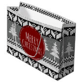 Merry kerstbomen Grey Nordic Pattern Large Cadeautasje (Voorkant Gekanteld)