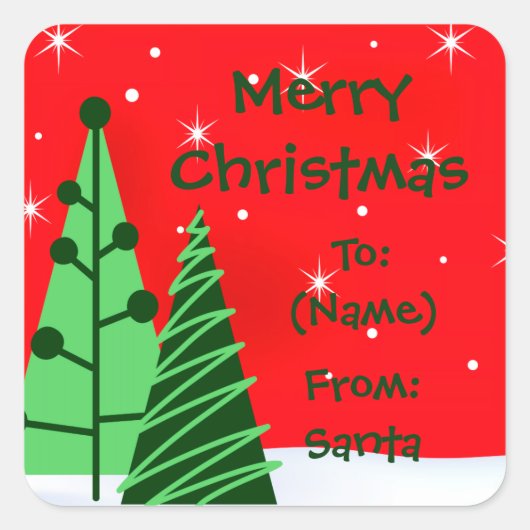 Merry kerstbomen Holiday Gift Label Stickers (Voorkant)