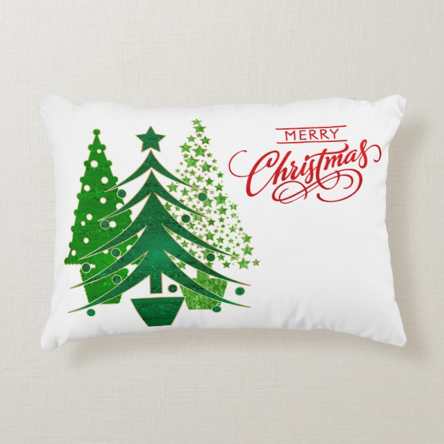 Merry kerstbomen Pillow Accent Kussen (Voorkant)