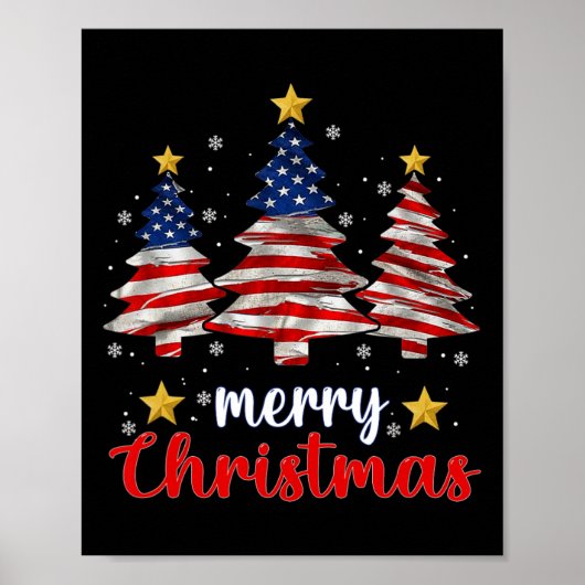 Merry kerstboom Amerikaanse vlag Funny us Vlag X Poster (Voorkant)