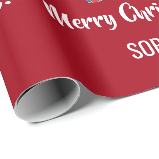 Merry kerstboom Baubles Licht Gepersonaliseerd Cadeaupapier (Rol Hoek)