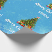 Merry kerstboom Baubles Licht Gepersonaliseerd Cadeaupapier (Hoek)