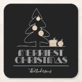 Merry kerstboom Black Kartonnen Onderzetters (Voorkant)