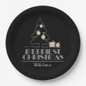 Merry kerstboom Black Papieren Bordje (Voorkant)