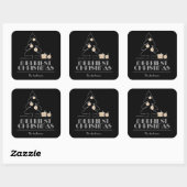 Merry kerstboom Black Vierkante Sticker (Vel)