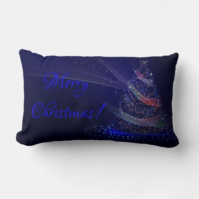 Merry kerstboom Blue Paarse sterren Elegant Kussen (Voorkant)