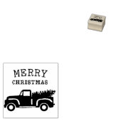 Merry kerstboom Boerderij Truck Rubberstempel (Gestempeld)