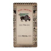 Merry kerstboom Buffalo Burlap tot cadeau Etiket (Voorkant)