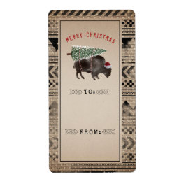 Merry kerstboom Buffalo Burlap tot cadeau Etiket