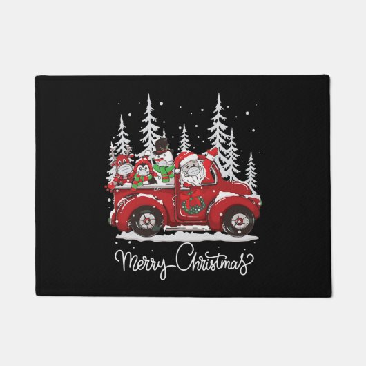 Merry kerstboom Buffalo Pset Red Truck Deurmat (Voorkant)