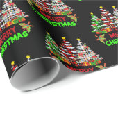 Merry kerstboom Buffalo Pset Red White Cadeaupapier (Rol Hoek)