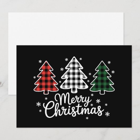 Merry kerstboom Buffalo Pset Red White Feestdagenkaart (Voorkant / Achterkant)