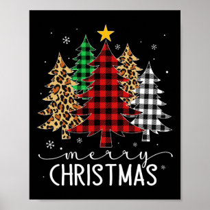 Merry kerstboom Buffalo Pset Red White Poster