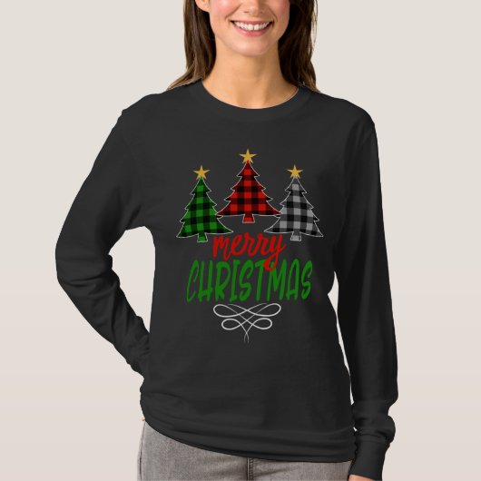 Merry kerstboom Drie Buffalo Pset T-shirt (Voorkant)